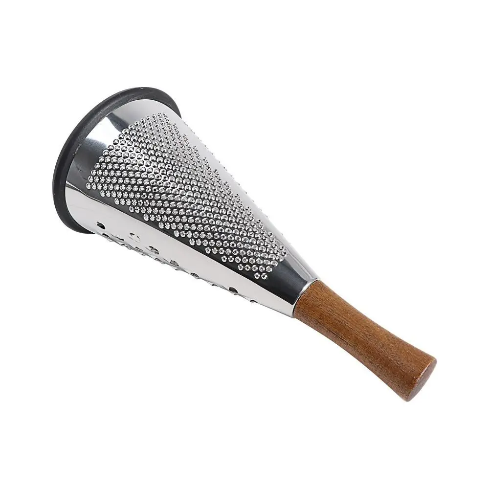 Stainless Steel Cone Cheese Grater Triple Function Non-Slip Bottom Parmesan Shaver Wood Handle Handheld Vegetables Cheese Grater