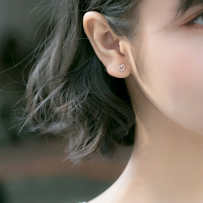 Modian 2025 New Sale Real 925 Sterling Silver Charm Hollow Clear CZ Hearts Stud Earrings For Women Fashion Wedding Jewelry Gift
