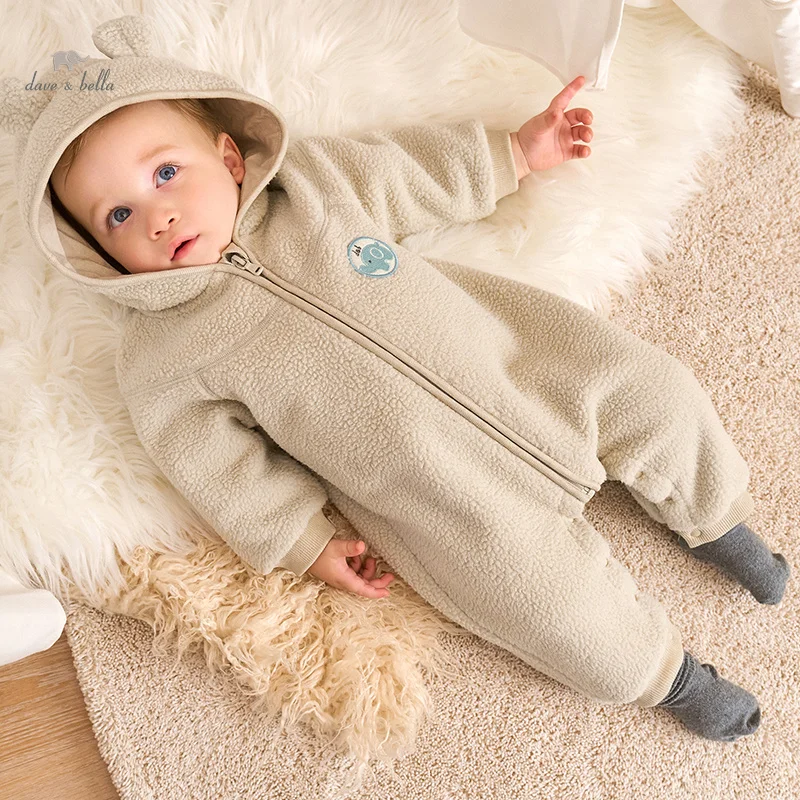 Dave Bella Baby Jumpsuit Romper Newborn Creeper 2023 Autumn Winter New Boys Girls Fleece Romper Casual Lovely Outdoor DB4237049