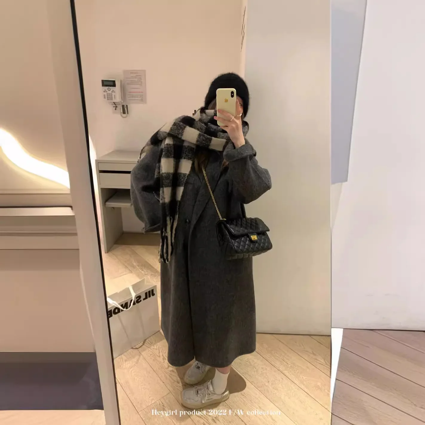 

2024 autumn and winter new long-wool camel wool double-sided cashmere coat women's medium and long Korean version loose wool