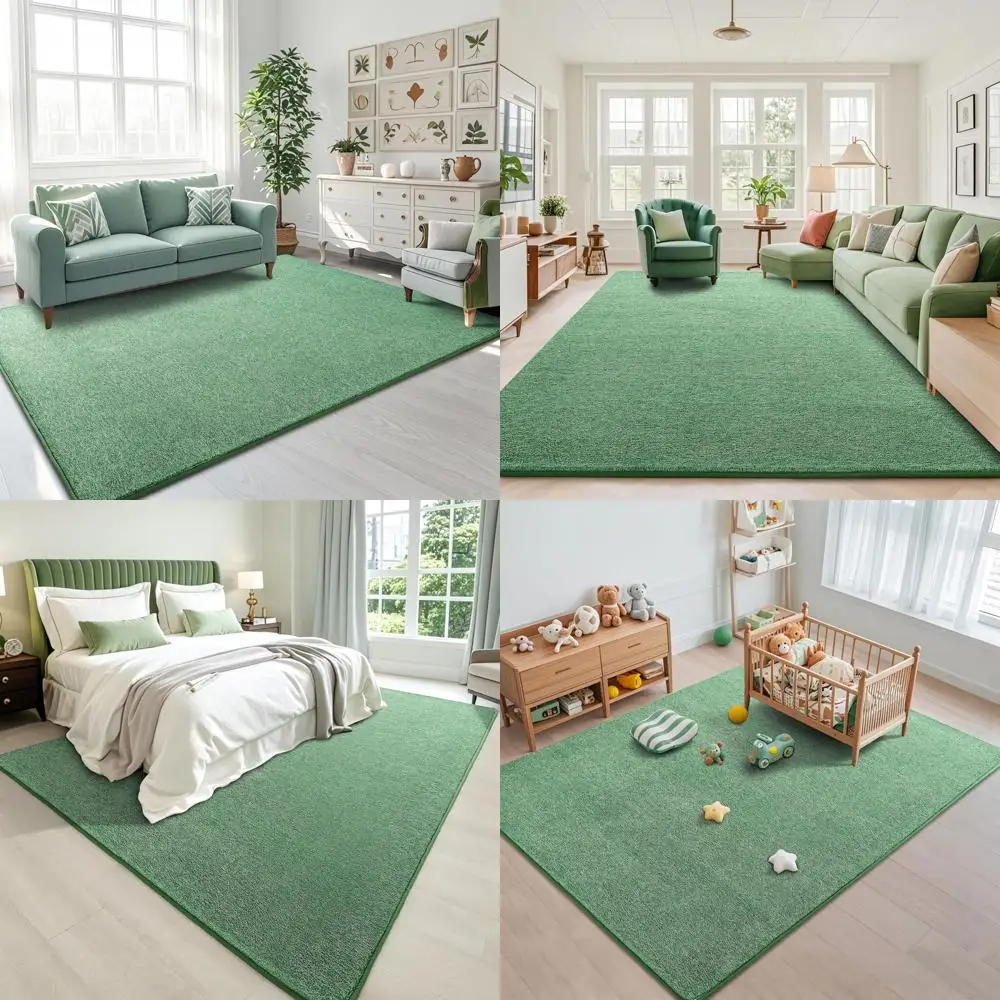 

Зелено-белые коврики для гостиной 5x8, южная пена с эффектом памяти, моющиеся в помещении, с низким ворсом, нескользящие, минималистичный стиль, подходит