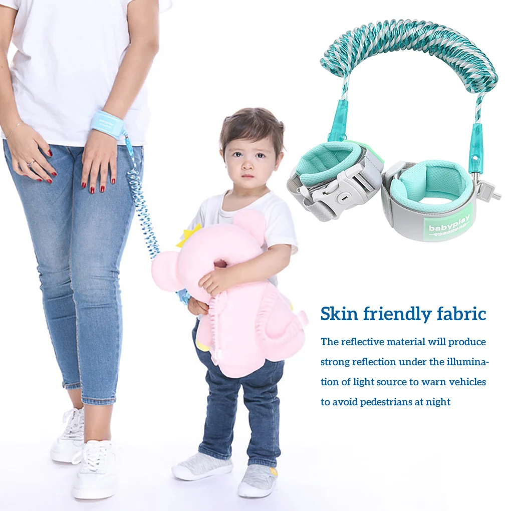 Kids Anti Lost Rope Reflective Leash Strap Wrist Link Baby Secure Walking Harness with Key Lock