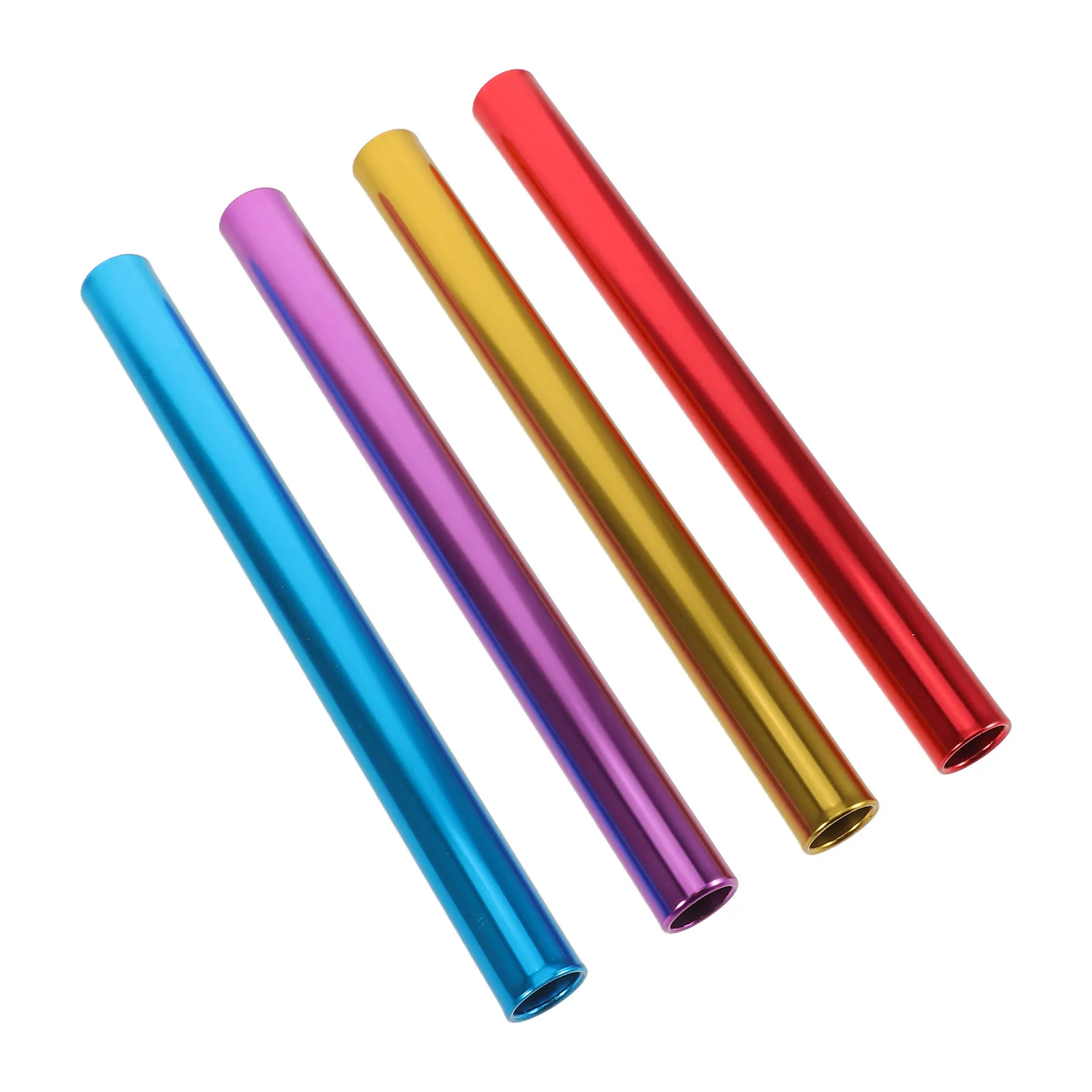 4Pcs School Competition Relay Sticks Lightweight Aluminum Alloy Multi-Color Electroplated Racing Baton for Outdoor Track Relay