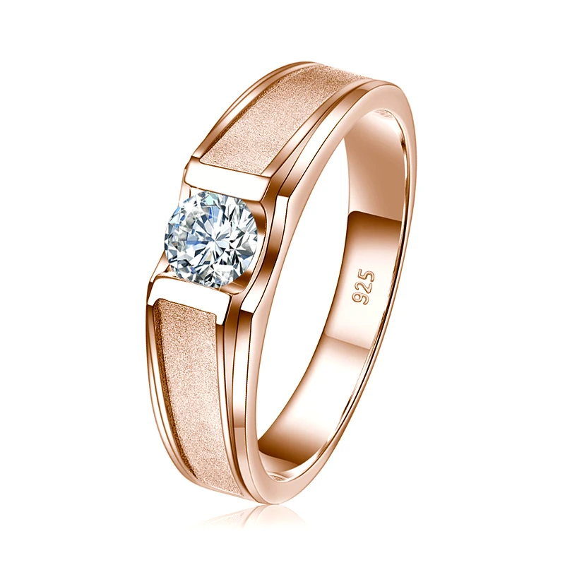 925 Sterling Silber Mattierte Verlobungsringe für Männer und Frauen Moissanit Ehering Paar Jubiläum Schmuck Geschenk – Detail 9
