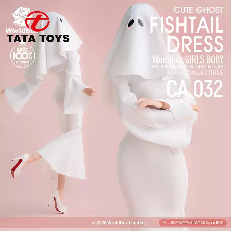 Muñecas femeninas a escala 1/6, vestido blanco, velo de fantasma ‌   Modelo de cuerpo de figura de acción de 12'' compatible con Set Fit
