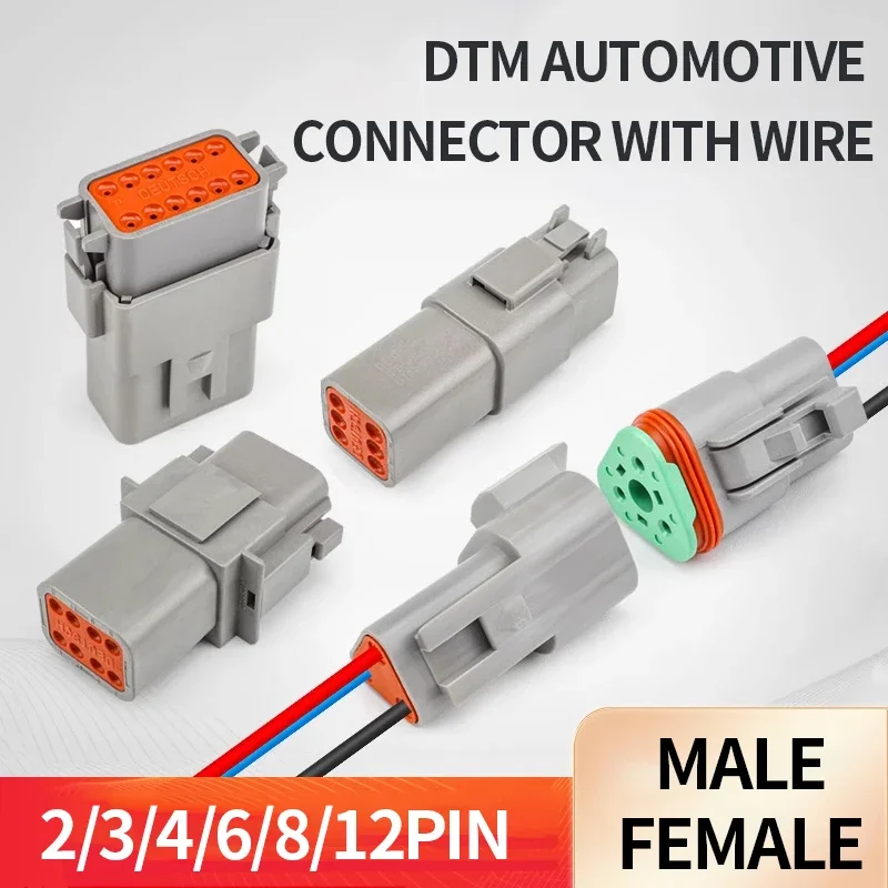 5/20/100 Sets Deutsch DT connector with 18AWG Wiring harness DT06-2S/DT04-2P 2P 3P 4P 6P 8P 12P waterproof electrical connector