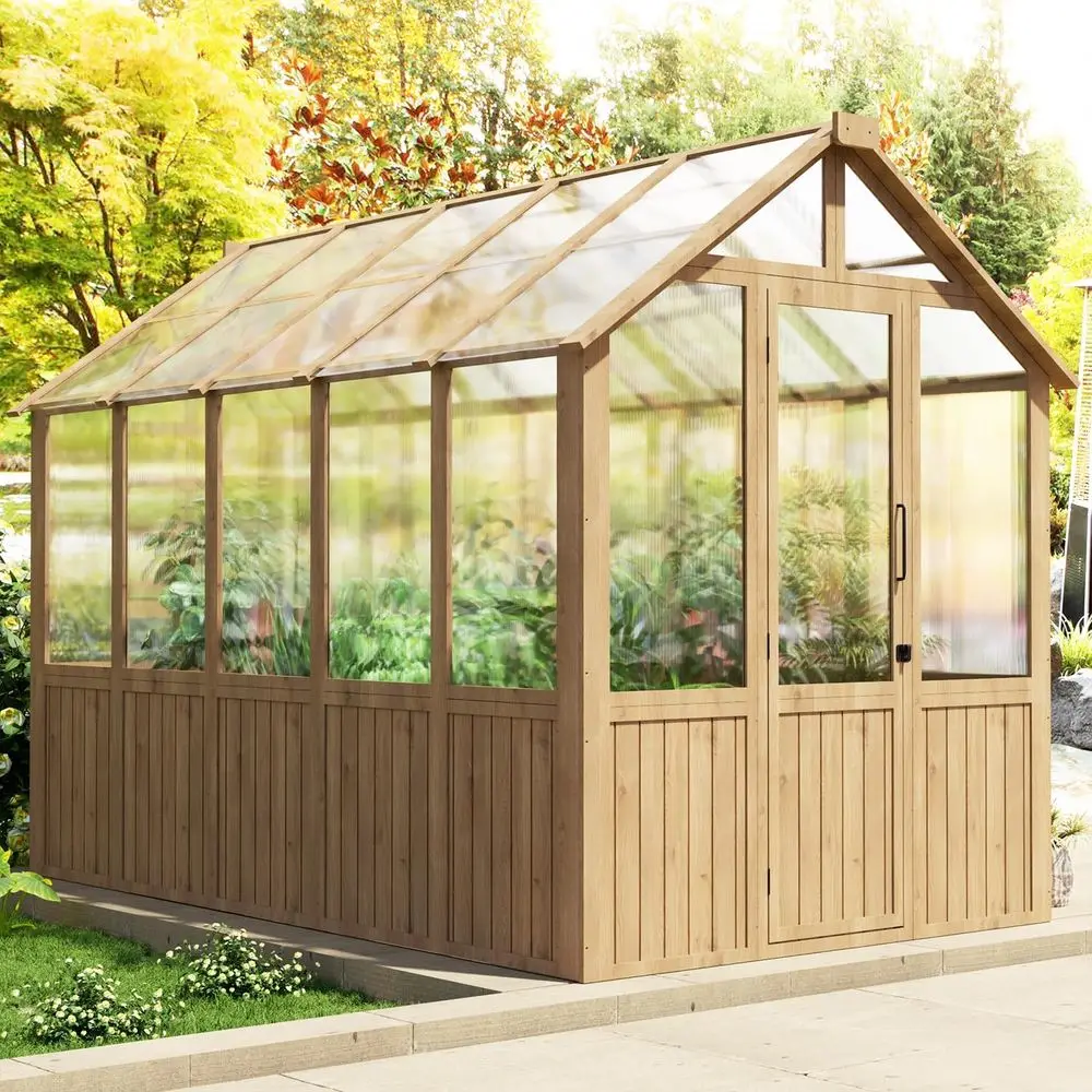 6x10ft Walk-In Greenhouse with Adjustable Roof Vent for Patio or Garden Use