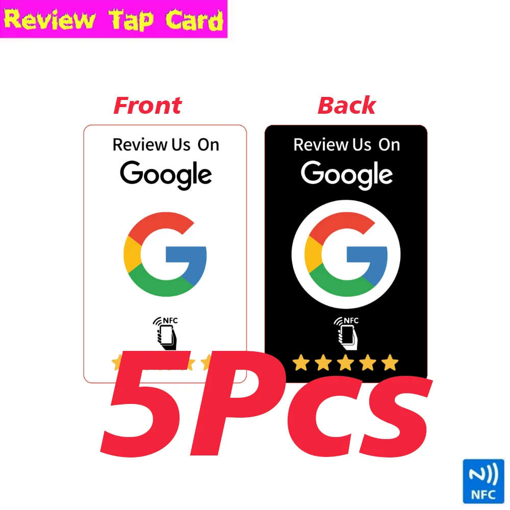 1/5/10 stuks Herbruikbare Review Tap Card Google Reviews Tap NFC-kaart Voor- en achterkant AB-zijde Beoordeel ons op Google Bespaart tijd Gebruiksvriendelijk