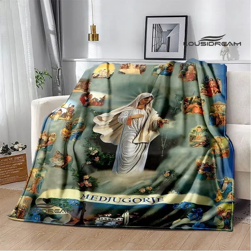 Virgin Mary Faith Print Blanket Flannel Soft Comfort Blanket Home Travel Blanket Kids Warm Blanket picnic blanket birthday gift
