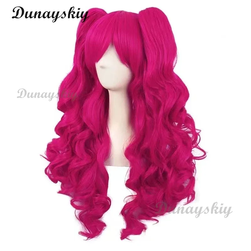 Little Cartoon Anime Pony Pinkie Pie Cosplay Wig Pink Custom Ponytail Hair High Temperature Chemical Fiber Free Wig Cap