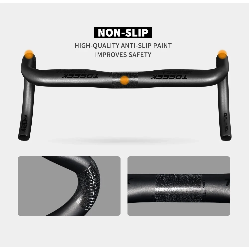 TOSEEK ZXB-TWO Vollcarbon-Lenker 31,8mm Rennrad-Bogenlenker 380/400/420/440mm mit externer Kabelführung – Detail 11