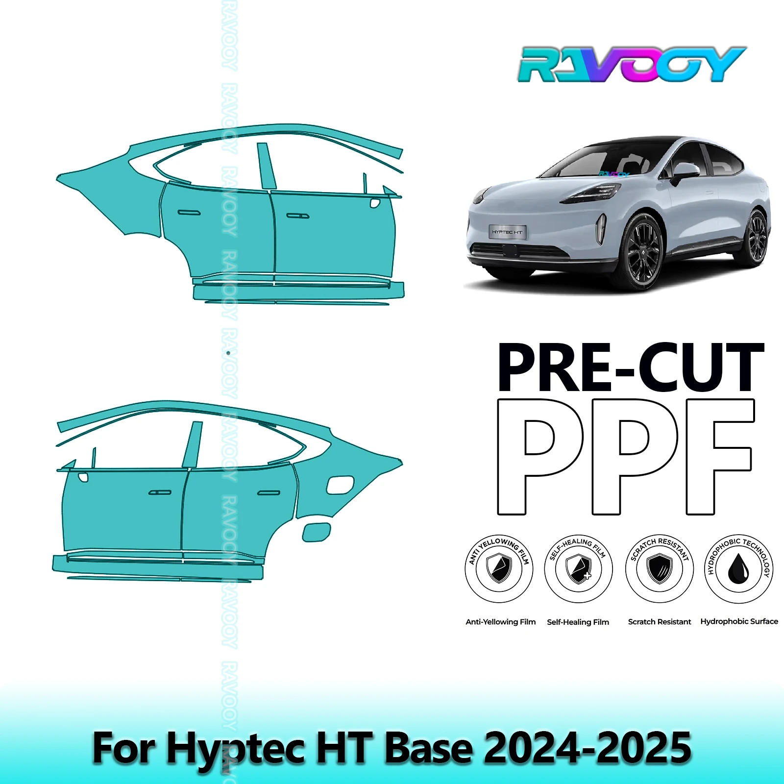 

For Hyptec HT Base 2024-2025 8.5mil Clear Matte Pre-Cut PPF Door & A/B Pillar Kit TPU Paint Protection Film Set