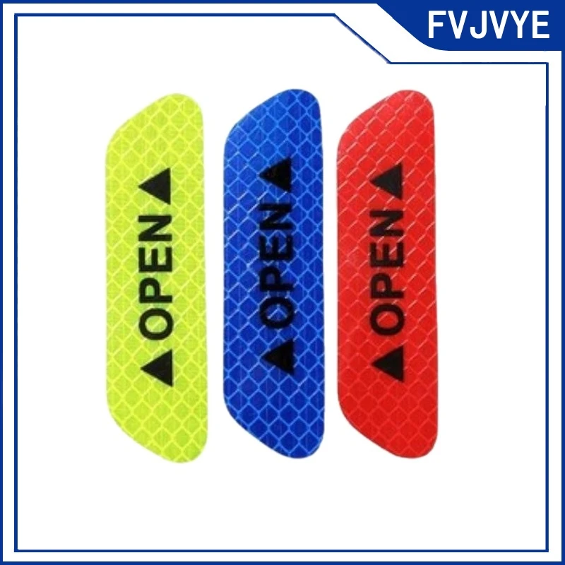 4PCS Reflective Car Door Sticker Safety Opening Warning Reflector Tape Decal Car Accessories Exterior Interior Reflector Sticker