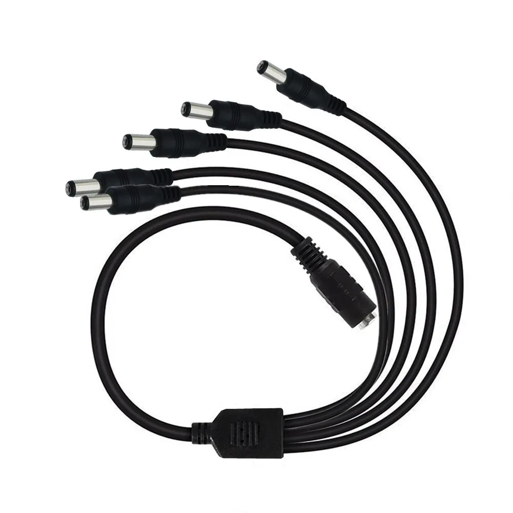 5.1mm X 2.1mm DC Power Splitter Cable 1 Female to 5 Male Output Y Adapter for CCTV Security Cameras and LED Strip Lights  40cm