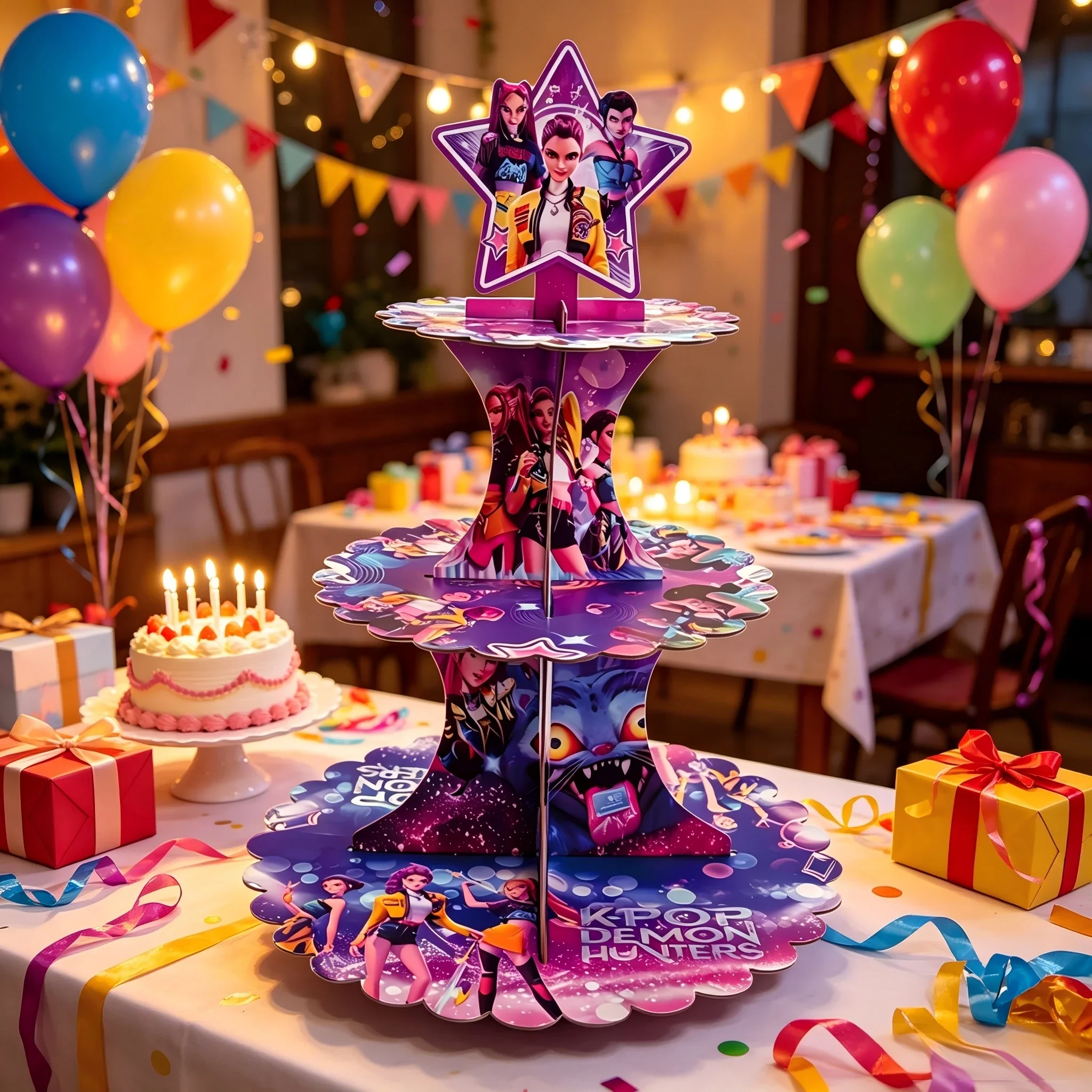 Anime Lumi Mila Zoi Hexenjäger Cupcake-Ständer Einweg-Papier-Kuchenturm Dessert-Tisch-Deko Kinder Mädchen Geburtstagsparty-Zubehör – Detail 3