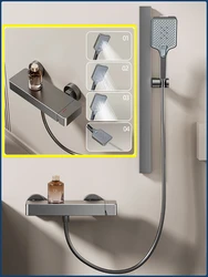 Grey Rainlfall Pressurized Bathroom Shower Set Wall Mounted Bathroom Shower Faucet Set Simple Single Function Shower System
