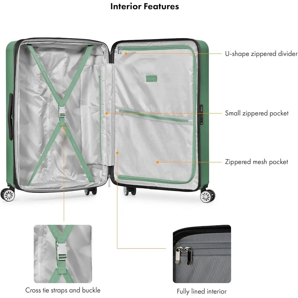 Green 21 Travel Select Snowcreek Expandable Spinner Luggage with USB Port