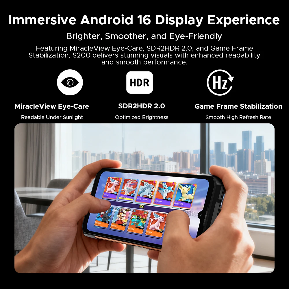 Global Version DOOGEE S200 5G Rugged Phone Android 16 48GB 256GB 6.72" 120Hz Display 100MP Camera 10100mAh Battery AI Assistant