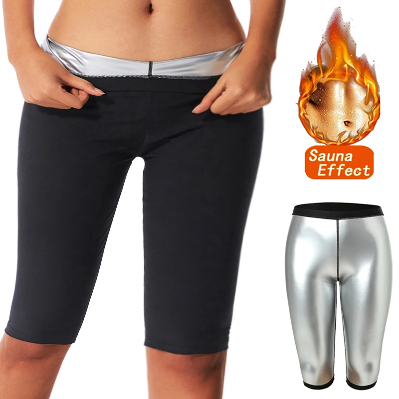 Women Thermo Sweat Sauna Pants Slimming Shorts Silver Ion Coating Body Shapers Waist Trainer Workout Gym Fitness Leggings Trimme