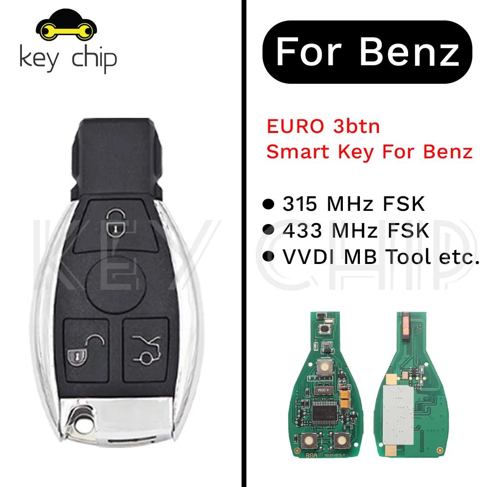 3 Buttons Smart Car Key Alarm NEC BGA BE Remote Key 315/434MHZ For Mercedes Benz Year 2000