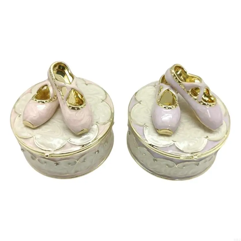 85LF Compact Ballet Shoe Accent Jewelry Storage Container for Travel and Dresser Tops