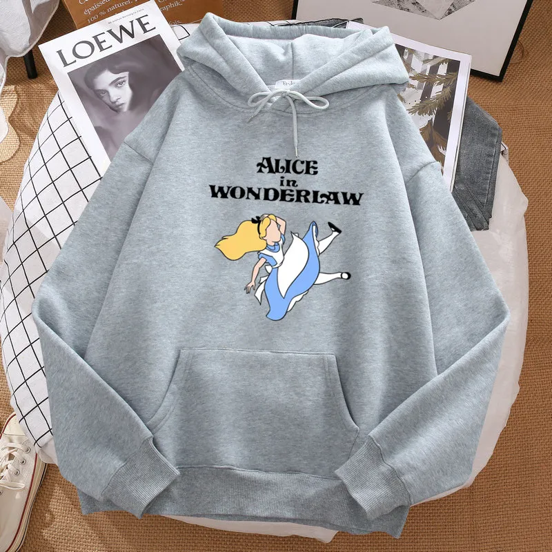 Alice In Wonderland Hoodies Women Printed Cute Cartoon Sweatshirts Funny Hoody Fashion Streetwear Tops Hoodie Winter Clothes