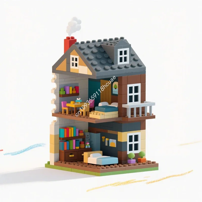 

1385 деталей MOC Зимний Бейкер-стрит: Модель-конструктор, архитектурный набор, креативный DIY-подарок на Рождество, развивающая игрушка, строительные блоки