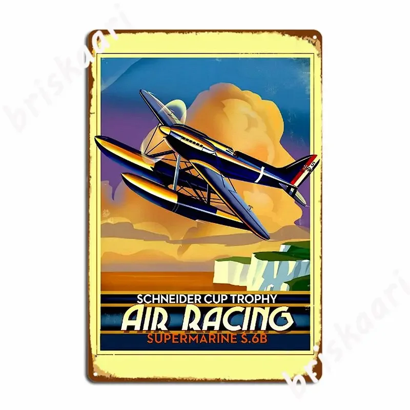 Air Racing Vintage Schneider Cup Advertising Poster Metal Plaque Funny Mural Club Party Plaques Tin Sign Poster