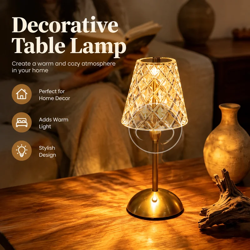 Table Lamp Vintage Bedside Night Light Rechargeable Ambient Decor with Butterfly Shade Metal Base, Bedroom Gift Elegant Lighting