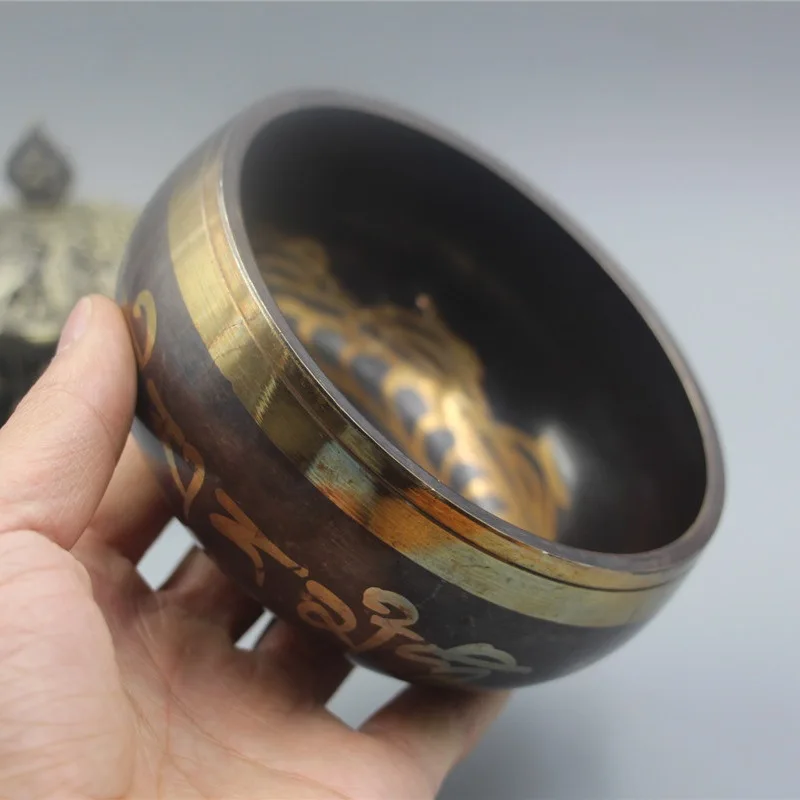 Cuenco de sonido de Buda hecho a mano de Metal, campana de bronce tibetano, cuenco de meditación de Yoga