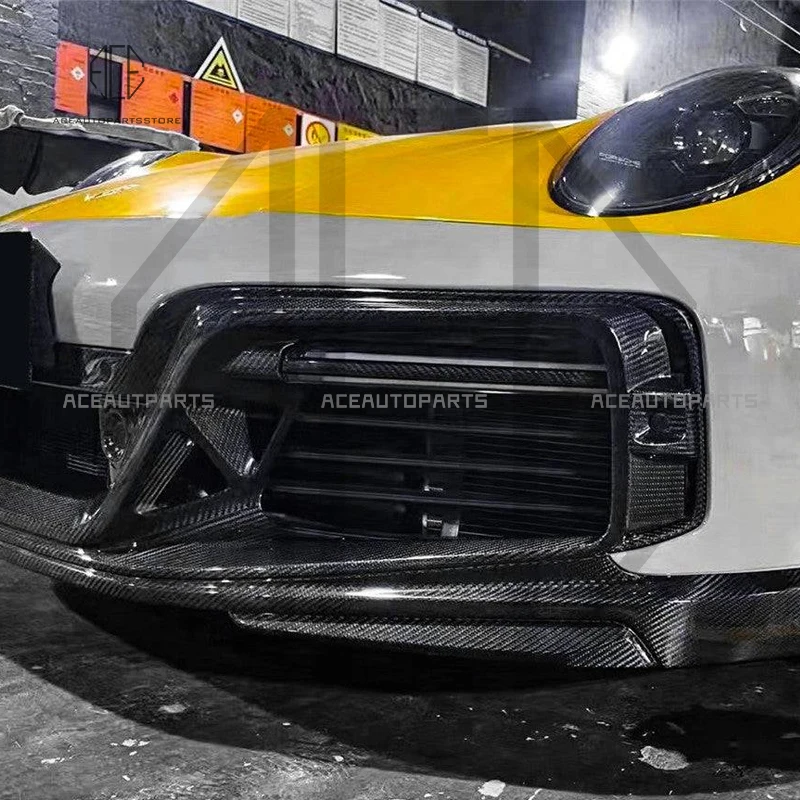 For Porsche 911 992 Carrera Turbo S Front Bumper Assembly Modified To Te-Cha Style Carbon Fiber Front Bumper Kits body kit