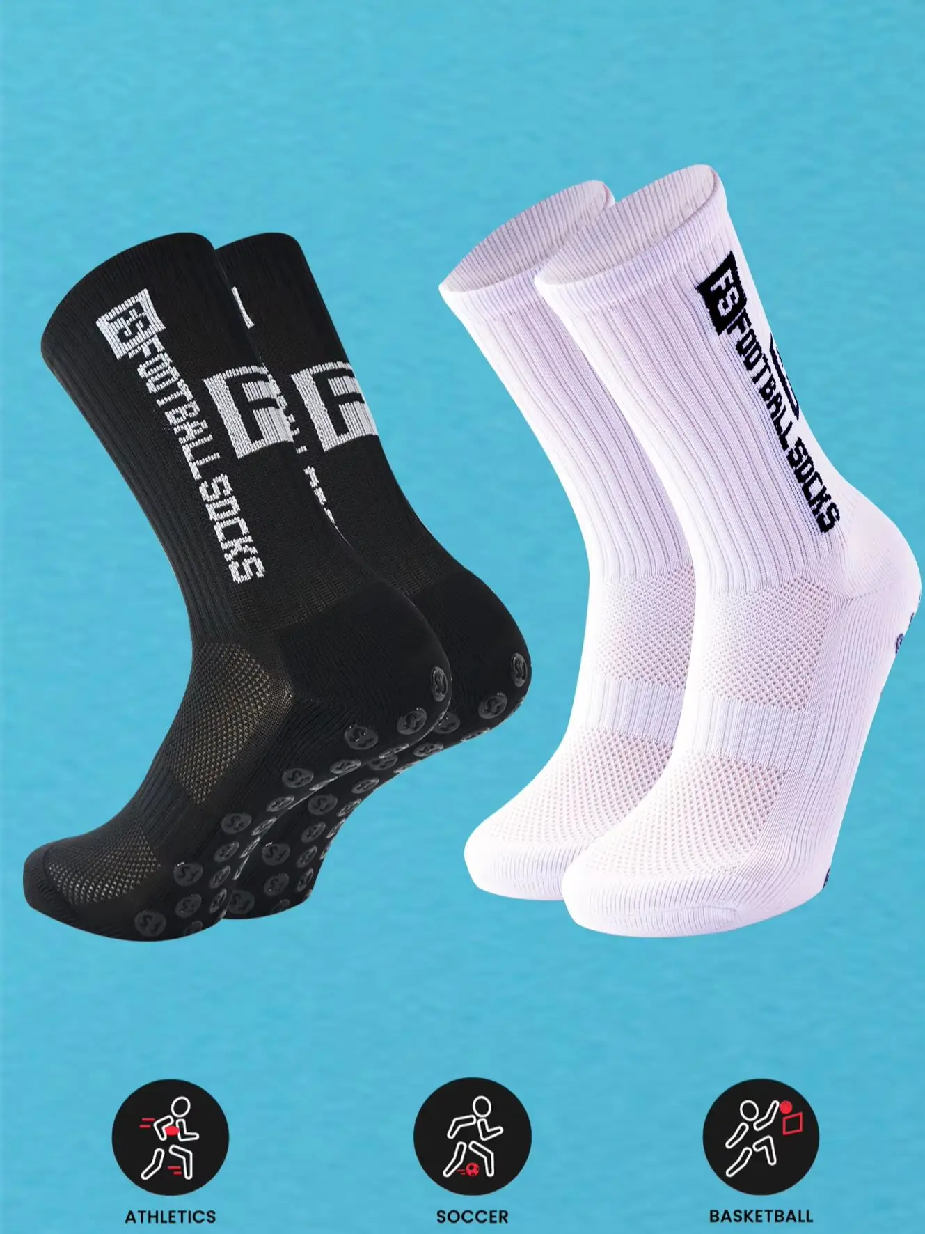 AliExpress NONE 2Pairs Non Slip Grip Socks for Men Women Football Basketball Baseball Rugby Soccer Cycling Running Hiking Tennis Skateboard