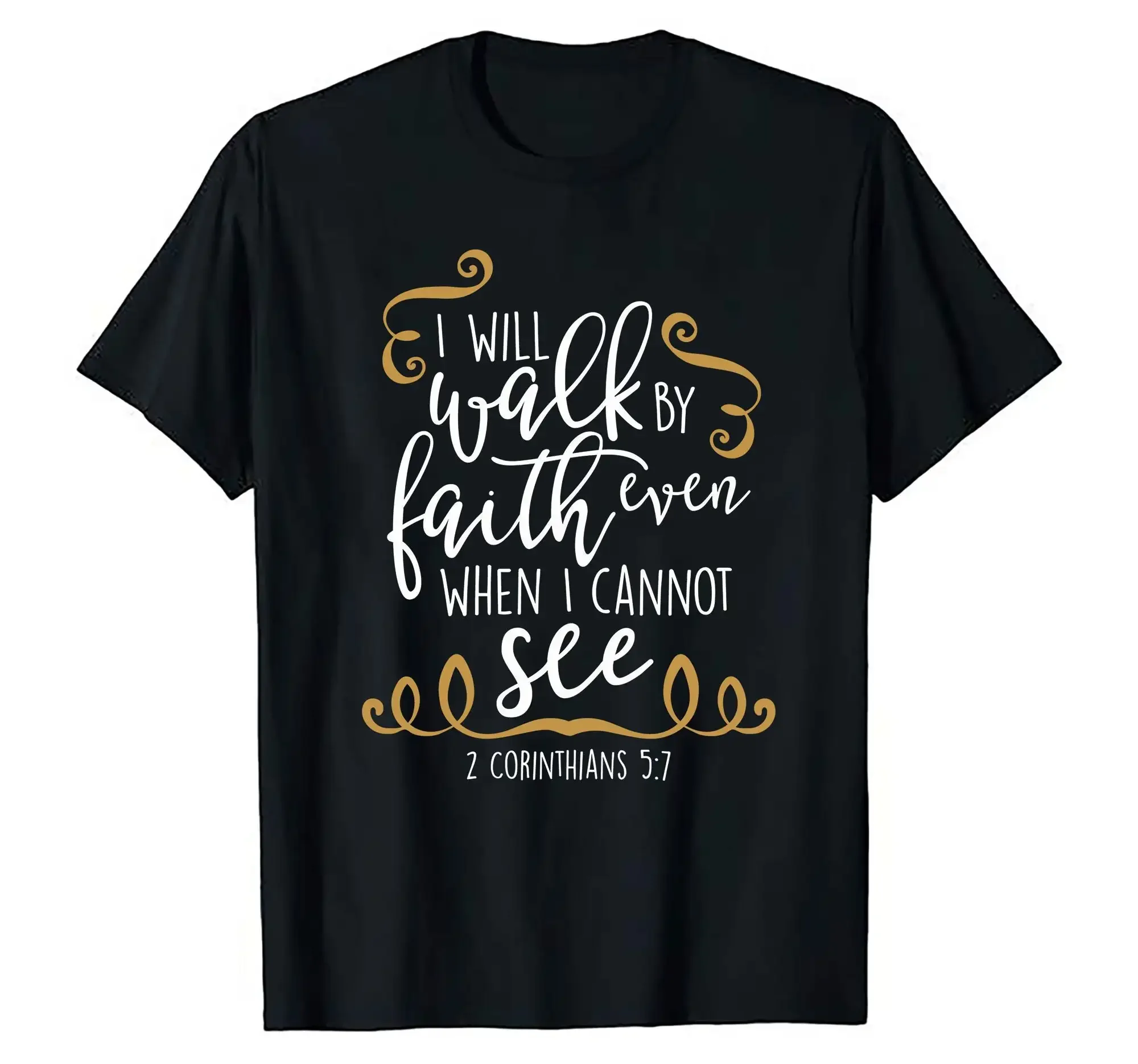 Caminhada Cristã com Fé em Deus, Bíblia, Salmo 2, 2 Coríntios 5:7, Mensagem Religiosa de Natal, Camiseta S
