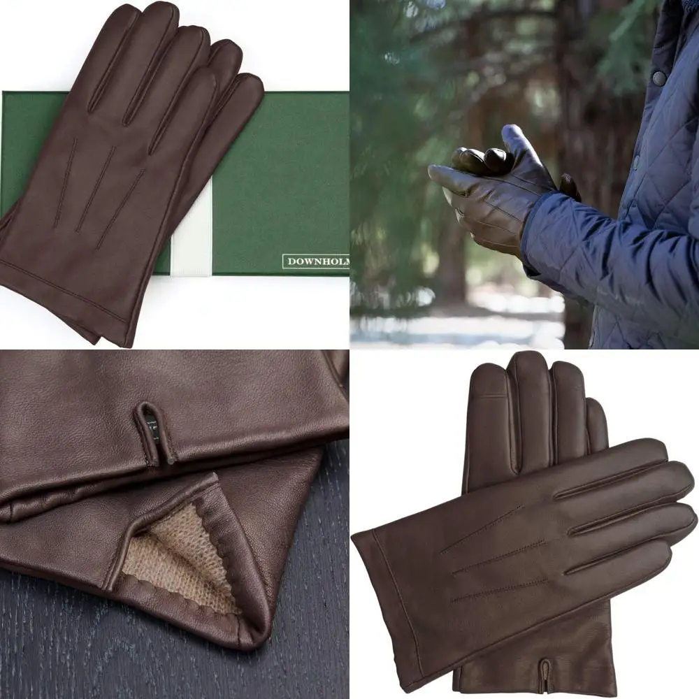 

Мужские кожаные перчатки на кашемировой подкладке с совместимостью с сенсорным экраном