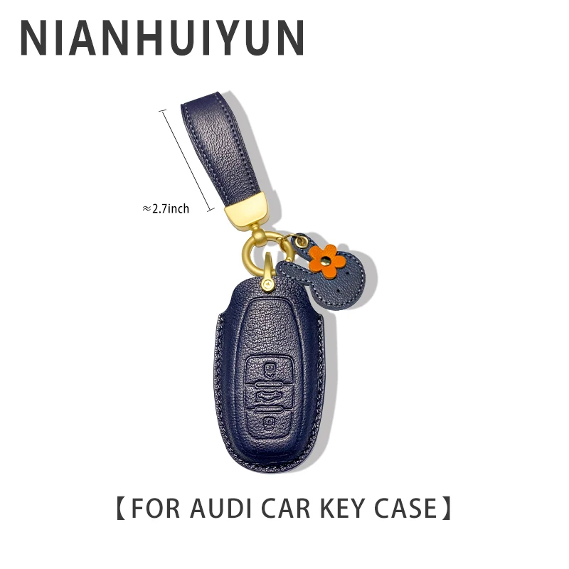 Luxury Car Key Case Cover Leather Pouch Keychain Fob Holder for Audi 2017 A3 A5 A7 Q3 Q5 Q7 Q5L A6L Keyring Shell Accessories