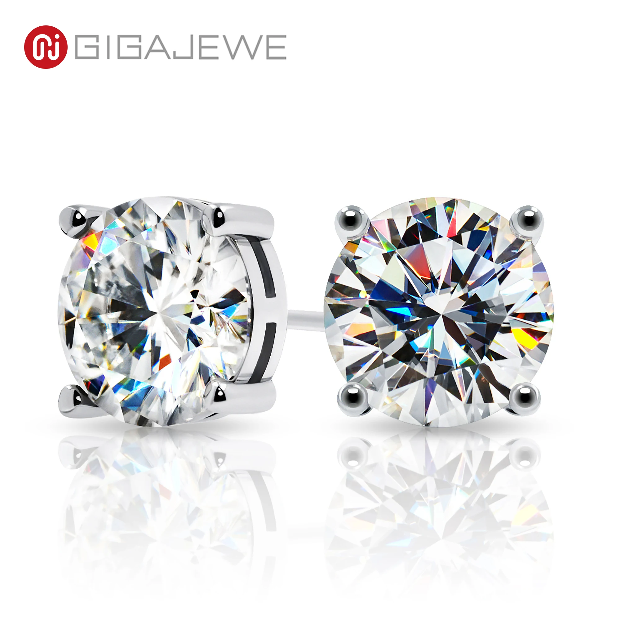 

GIGAJEWE Total 6.0ct D Color VVS Diamond Test Passed Moissanite 18K White Gold Plated 925 Silver Earring Jewelry Woman Girl Gift