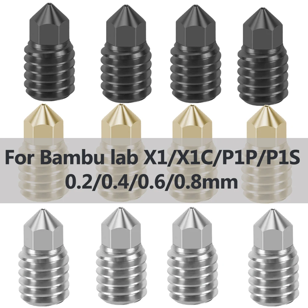 For Bambu Lab Hotend kit Nozzles High Flow Brass Hard Steel Nozzle Copper Plating V2 V3 Hotend Nozzle 3D Printer Parts X1C