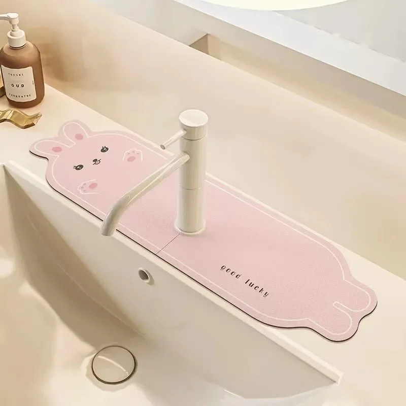 

Милый мультяшный впитывающий коврик для смесителя - брызгозащищенный сушильный коврик для раковины в ванной комнате, коврик для умывальника из диатомовой грязи