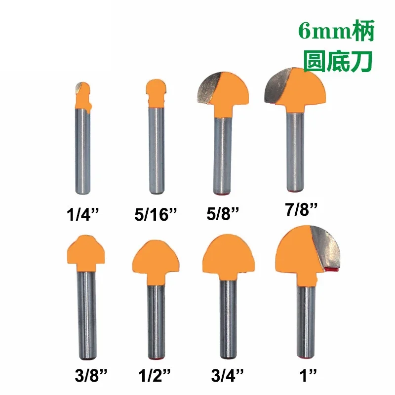 1PC 6MM Shank Milling Cutter Wood Carving Wood Ball Nose Router Bit Round Milling Cutter Wood CNC Radius Core Box Solid Carbide