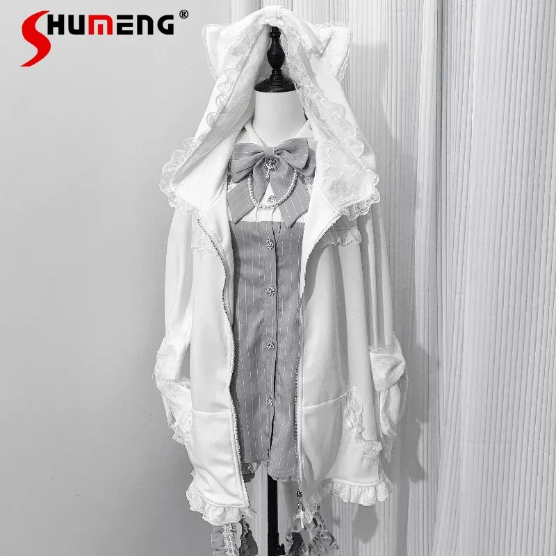 2025 Autumn New Original Design Mass-produced Mine Series Jacket Cat Ears Cat Tail House Moe Japanese Sportswear Hoodies Ladies