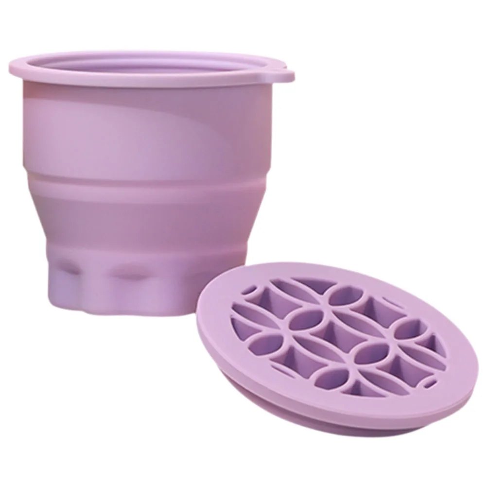 

Folding Makeup Brush Cleaning Cup Purple Silicone Scrubber for Brushes Sponges Tools Compact Design Durable Practical