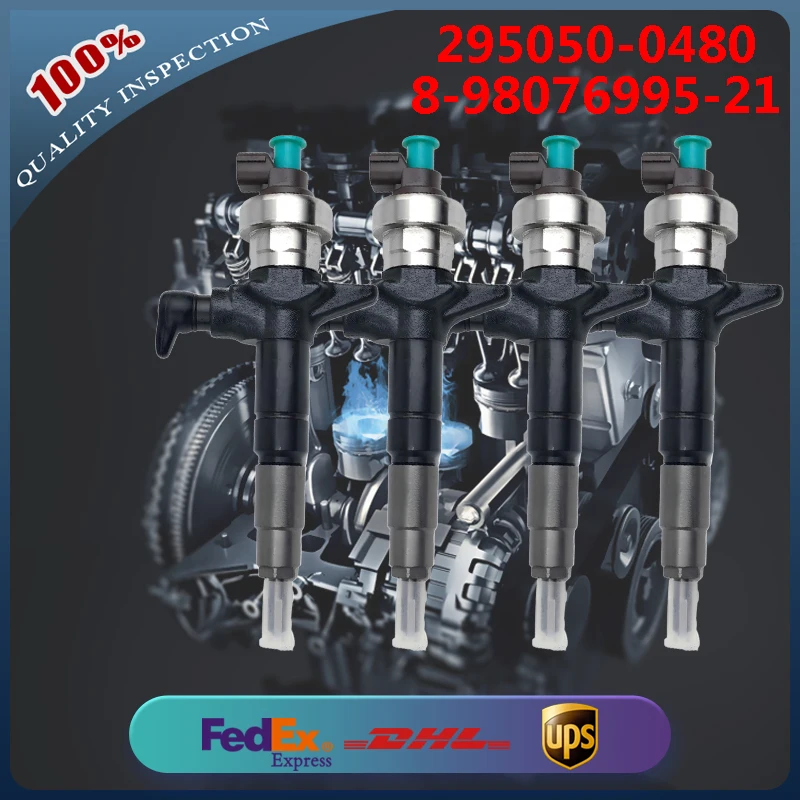 

4PCS Diesel Common Rail Injector 295050-0480 8-98076995-2 for Isuzu NLR85 Dmax 3.0L Truck 4JJ1 Diesel Engine