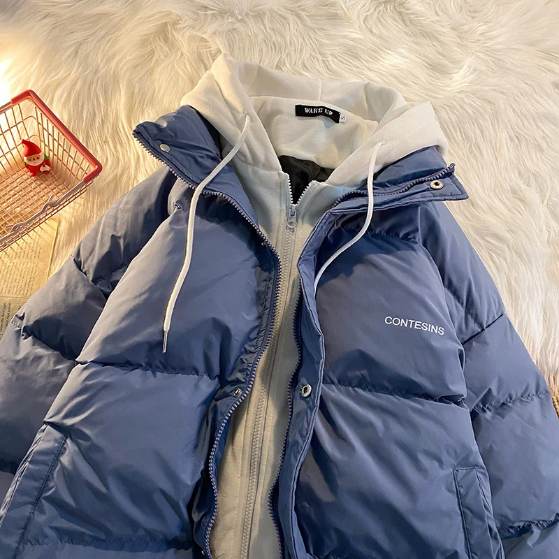 

Winter leisure cotton clothes women multi-functional fake two pocket zipper down jacket thick coat Korean version winter new