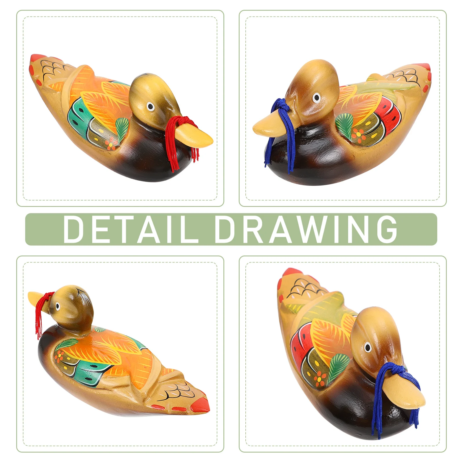 

2Pcs Ornaments Colorful Wooden Craft Mandarins for Home Wedding Bedroom Decoration Desktop Artware Decors