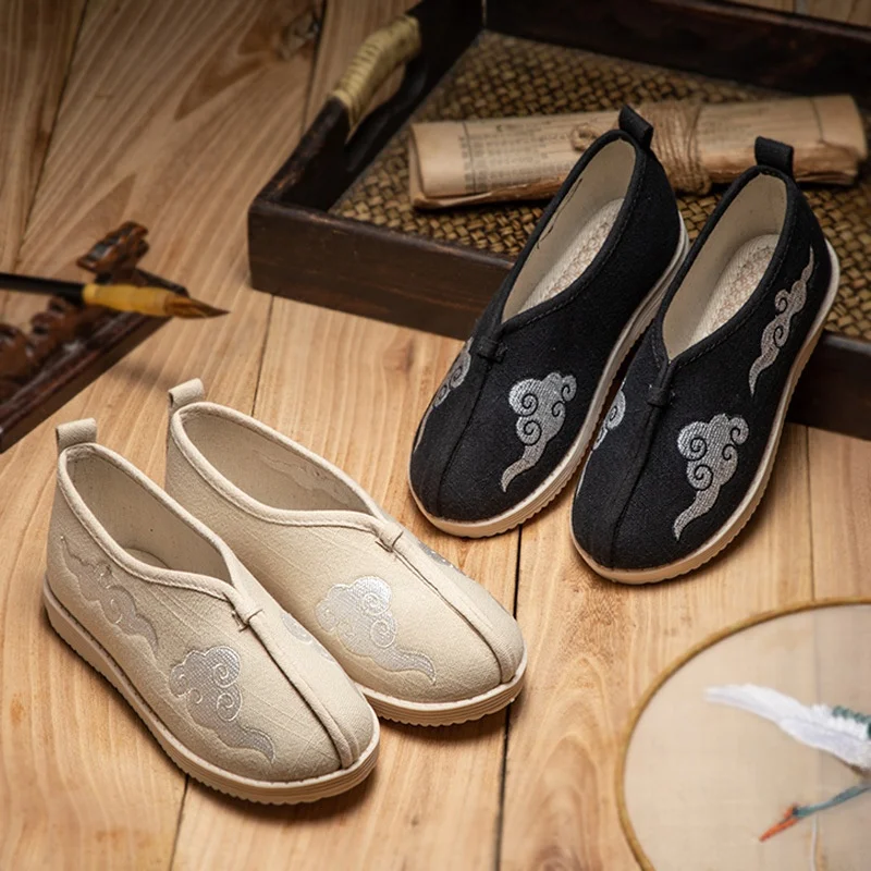 

Обувь ручной работы для мальчиков в стиле Ханьфу, вышитая, для танцевальных выступлений, в старинном пекинском стиле, древнекитайская традиционная обувь