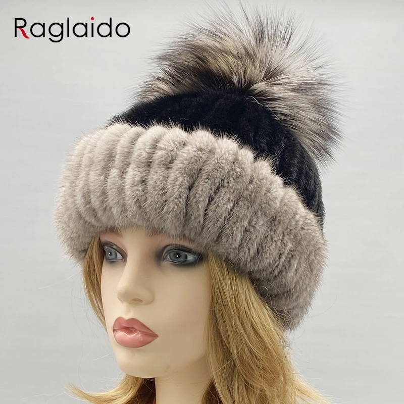 women's-real-mink-fur-knit-hat-winter-warm-pompom-cap-stylish-snow-beanie-fashion-headwear