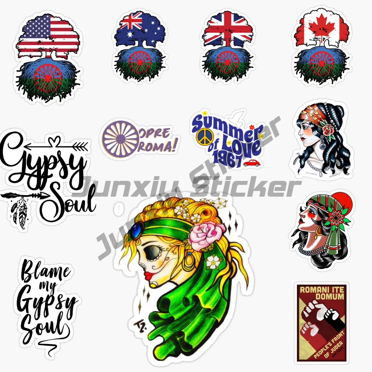 

Creative Sticker Flag Roms Gypsy Gypsies ROM for Motorcycle Laptop Car RV SUV Wall Stickers PVC Vinyl Reflective Stickers