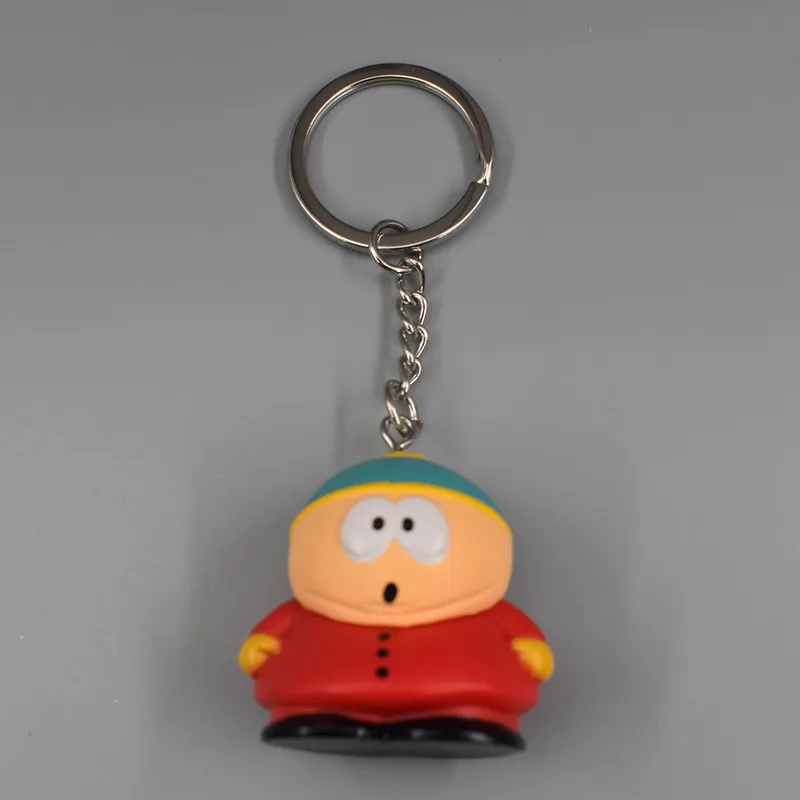 5Pcs/Set Eric Cartman Stanley Marsh Kyle Kenny Animation Parks Anime Action Figures Toys Keychain Keyring Dolls Gifts