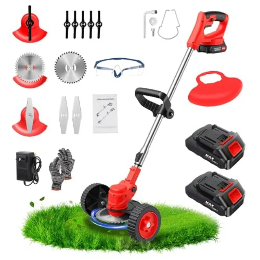 

24V Electric Weed Wacker, Cordless Grass Trimmer, 3 in 1 Weed Trimmer with 2pcs Batteries and Charger, Battery Powered Weed Eat