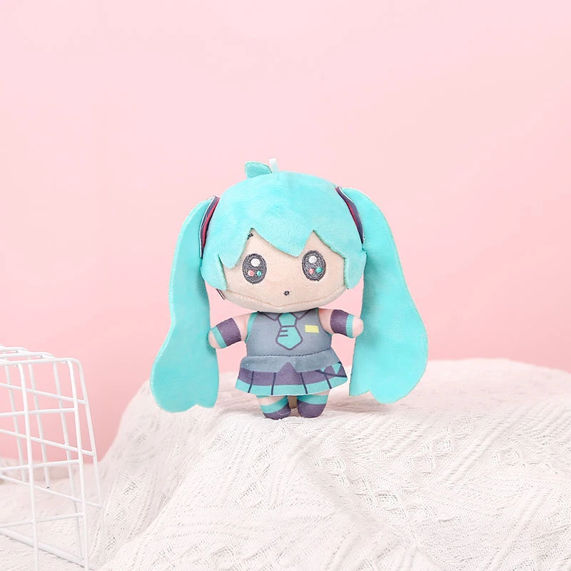 New Hatsune Miku peluche portachiavi 14cm Anime kito MEIKO Series Len Rin carino morbido farcito bambola portachiavi ciondolo borsa regalo per